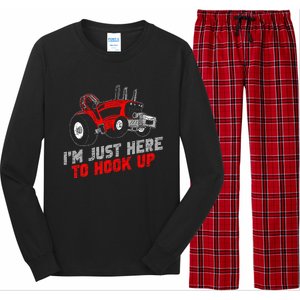 Tractor Pulling IM Just Here To Hook Up Long Sleeve Pajama Set