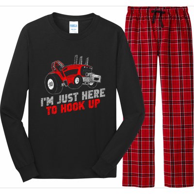 Tractor Pulling IM Just Here To Hook Up Long Sleeve Pajama Set