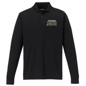 Think Positive Inspirational Performance Long Sleeve Polo