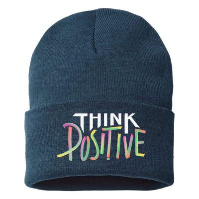 Think Positive Inspirational Sustainable Knit Beanie