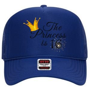 The Princes Is 16 Sweet Sixteen 16th Birthday Party Gifts High Crown Mesh Back Trucker Hat