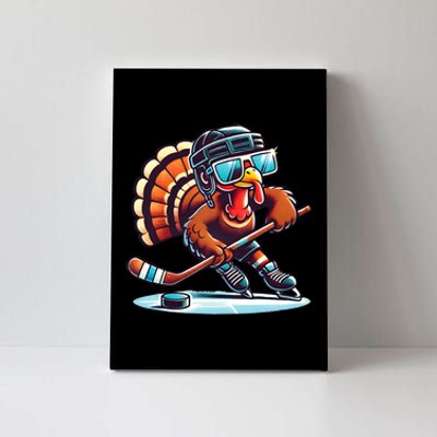 Turkey Playing Ice Hockey Happy Thanksgiving Turkey Day Canvas