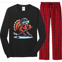 Turkey Playing Ice Hockey Happy Thanksgiving Turkey Day Long Sleeve Pajama Set