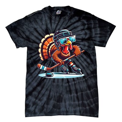 Turkey Playing Ice Hockey Happy Thanksgiving Turkey Day Tie-Dye T-Shirt