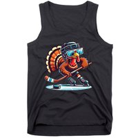 Turkey Playing Ice Hockey Happy Thanksgiving Turkey Day Tank Top