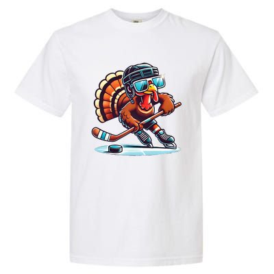 Turkey Playing Ice Hockey Happy Thanksgiving Turkey Day Garment-Dyed Heavyweight T-Shirt