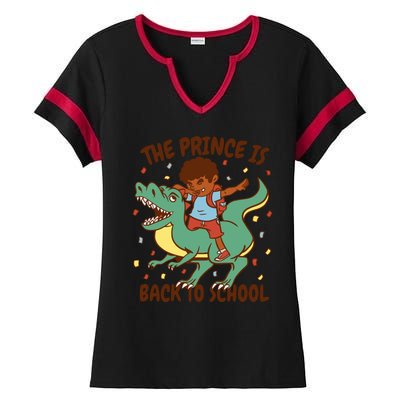 The Prince Is Back To School Dinosaur Dab Ladies Halftime Notch Neck Tee