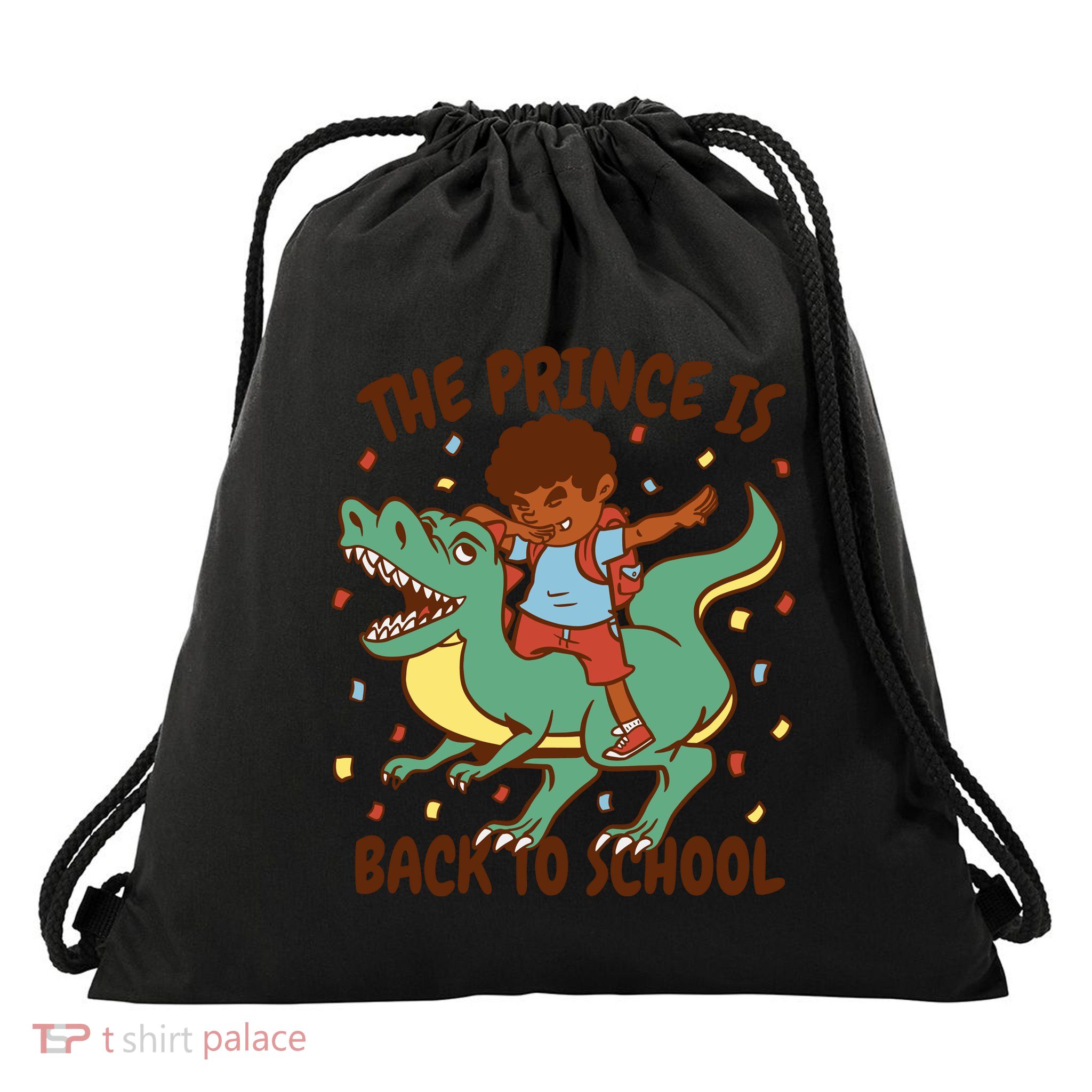 The Prince Is Back To School Dinosaur Dab Drawstring Bag