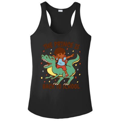 The Prince Is Back To School Dinosaur Dab Ladies PosiCharge Competitor Racerback Tank