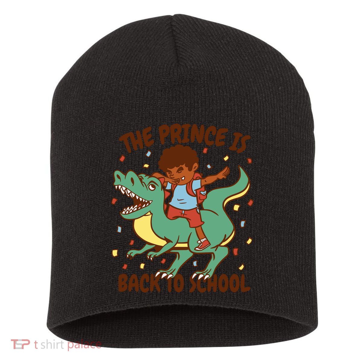 The Prince Is Back To School Dinosaur Dab Short Acrylic Beanie