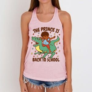 The Prince Is Back To School Dinosaur Dab Women's Knotted Racerback Tank