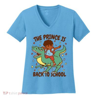 The Prince Is Back To School Dinosaur Dab Women's V-Neck T-Shirt