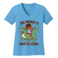 The Prince Is Back To School Dinosaur Dab Women's V-Neck T-Shirt