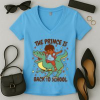 The Prince Is Back To School Dinosaur Dab Women's V-Neck T-Shirt