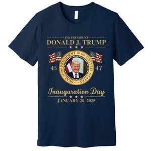 Trump Photo Inauguration Day January 2025 Usa Flag Formal Premium T-Shirt