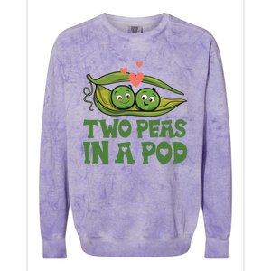 Two Peas In A Pod Valentines Day In Love Vegan Vegetables Gift Colorblast Crewneck Sweatshirt