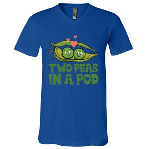 Two Peas In A Pod Valentines Day In Love Vegan Vegetables Gift V-Neck T-Shirt