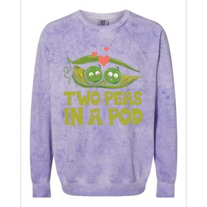 Two Peas In A Pod Valentines Day In Love Vegan Vegetables Cool Gift Colorblast Crewneck Sweatshirt