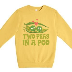 Two Peas In A Pod Valentines Day In Love Vegan Vegetables Cool Gift Premium Crewneck Sweatshirt