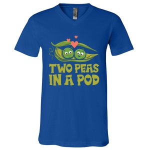 Two Peas In A Pod Valentines Day In Love Vegan Vegetables Cool Gift V-Neck T-Shirt