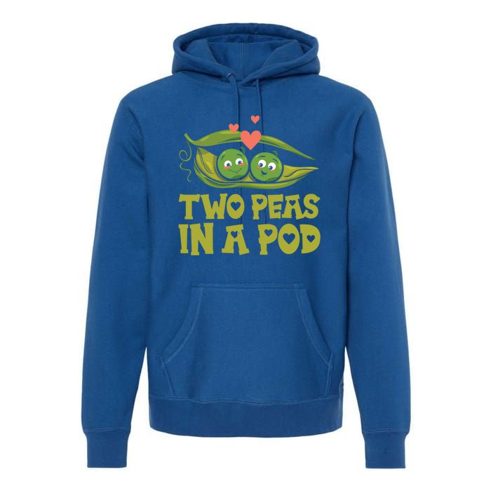 Two Peas In A Pod Valentines Day In Love Vegan Vegetables Cool Gift Premium Hoodie