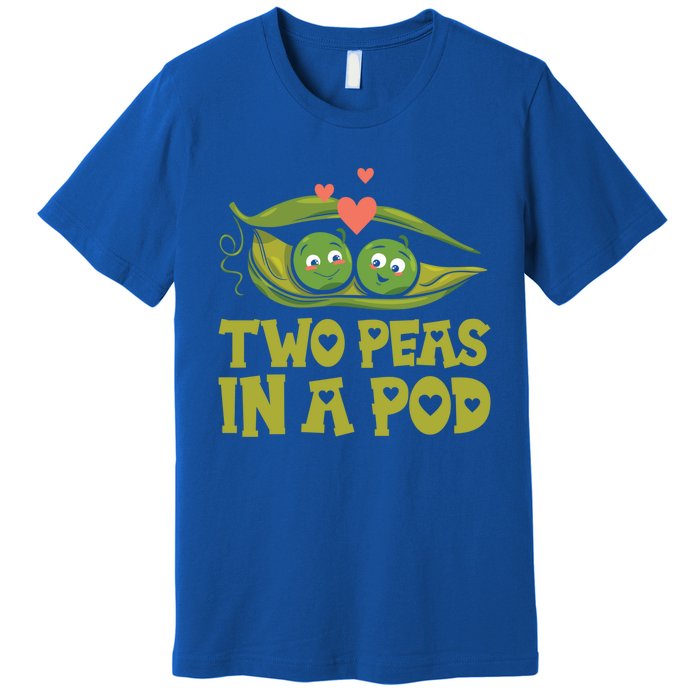 Two Peas In A Pod Valentines Day In Love Vegan Vegetables Cool Gift Premium T-Shirt