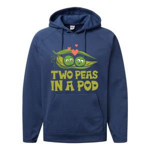 Two Peas In A Pod Valentines Day In Love Vegan Vegetables Cool Gift Performance Fleece Hoodie