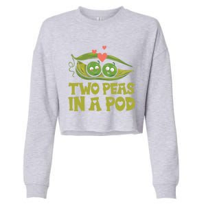 Two Peas In A Pod Valentines Day In Love Vegan Vegetables Cool Gift Cropped Pullover Crew