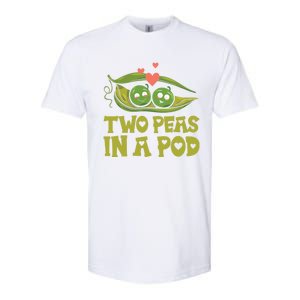 Two Peas In A Pod Valentines Day In Love Vegan Vegetables Cool Gift Softstyle CVC T-Shirt