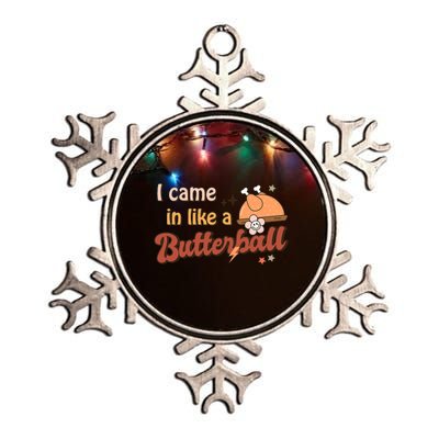 Thanksgiving Puns I Came In Like A Butterball Funny Turkey Metallic Star Ornament