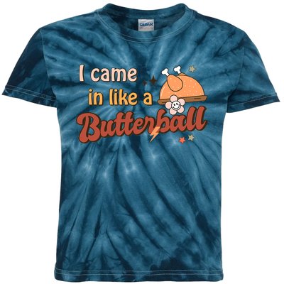 Thanksgiving Puns I Came In Like A Butterball Funny Turkey Kids Tie-Dye T-Shirt