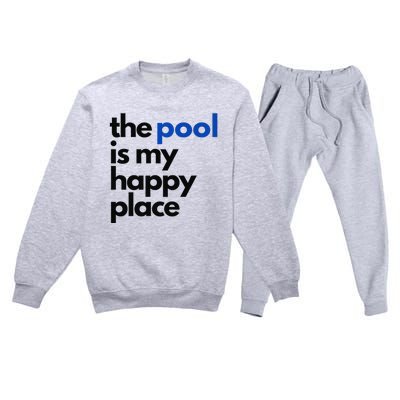 The Pool Is My Happy Place Summer Swimming Premium Crewneck Sweatsuit Set