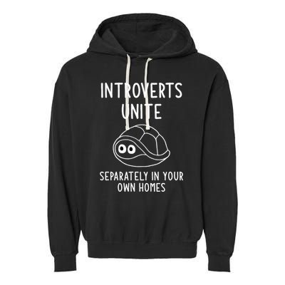Turtle Pun Introverts Unite Funny Jokes Sarcastic Garment-Dyed Fleece Hoodie