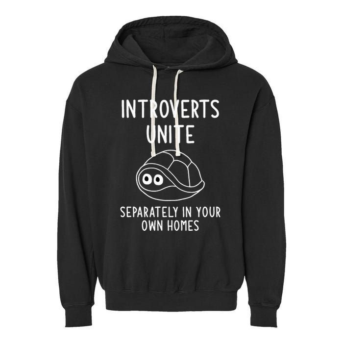 Turtle Pun Introverts Unite Funny Jokes Sarcastic Garment-Dyed Fleece Hoodie