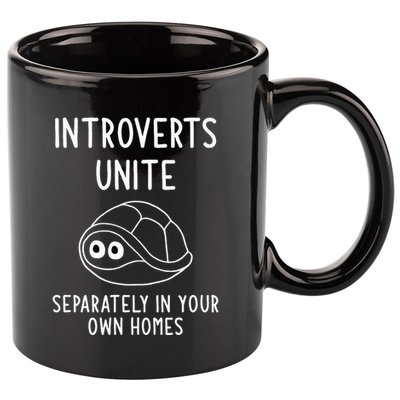 Turtle Pun Introverts Unite Funny Jokes Sarcastic 11oz C Handle Ceramic Mug
