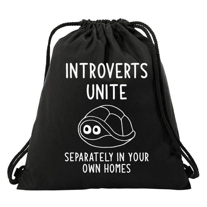 Turtle Pun Introverts Unite Funny Jokes Sarcastic Drawstring Bag