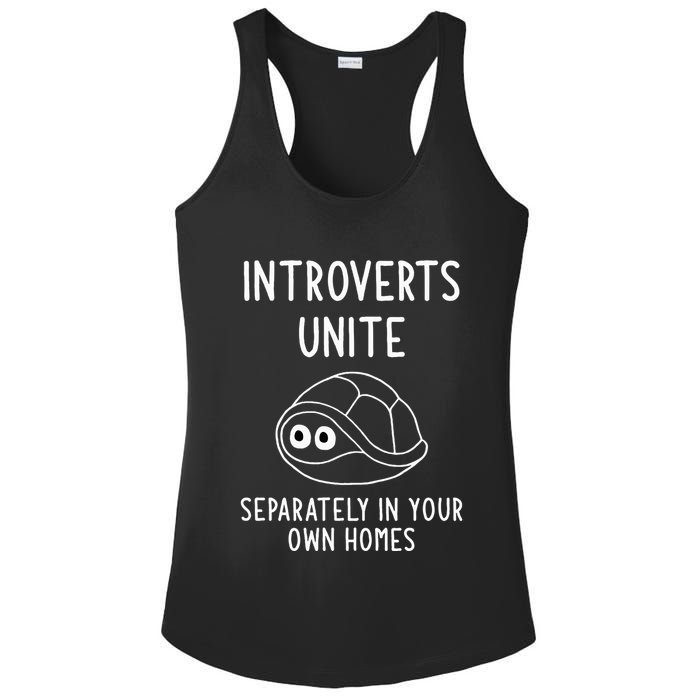 Turtle Pun Introverts Unite Funny Jokes Sarcastic Ladies PosiCharge Competitor Racerback Tank
