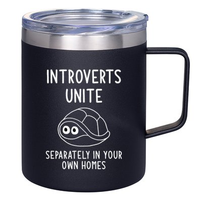 Turtle Pun Introverts Unite Funny Jokes Sarcastic 12oz Stainless Steel Coffee Mug