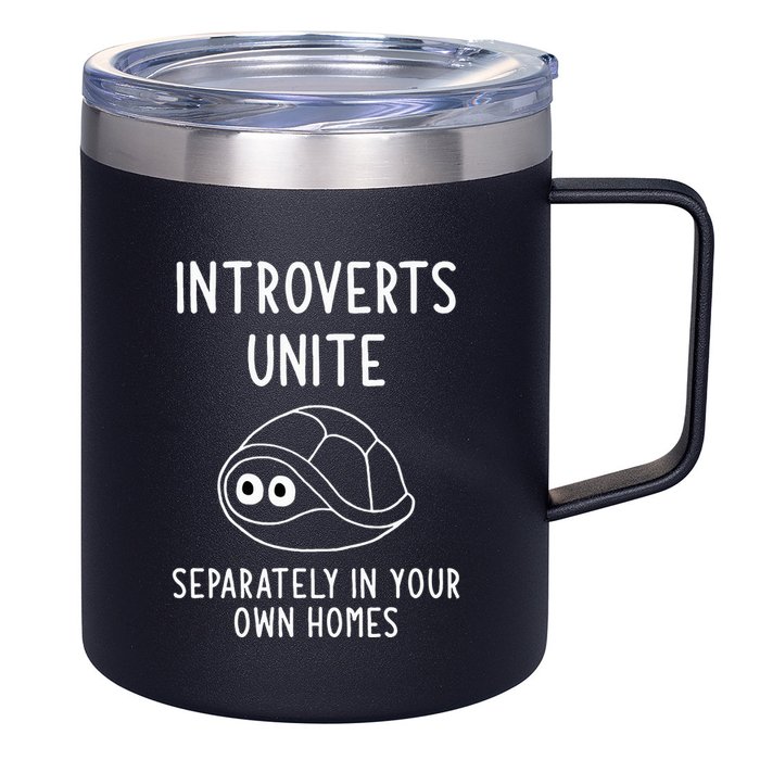 Turtle Pun Introverts Unite Funny Jokes Sarcastic 12oz Stainless Steel Coffee Mug