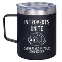 Turtle Pun Introverts Unite Funny Jokes Sarcastic 12oz Stainless Steel Coffee Mug