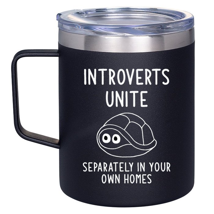 Turtle Pun Introverts Unite Funny Jokes Sarcastic 12oz Stainless Steel Coffee Mug