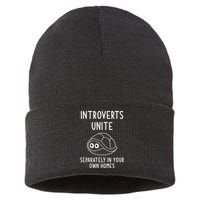 Turtle Pun Introverts Unite Funny Jokes Sarcastic Sustainable Knit Beanie
