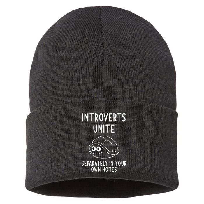 Turtle Pun Introverts Unite Funny Jokes Sarcastic Sustainable Knit Beanie