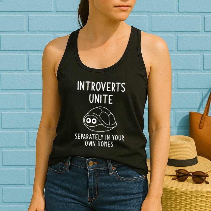 Turtle Pun Introverts Unite Funny Jokes Sarcastic Womens Tank Top