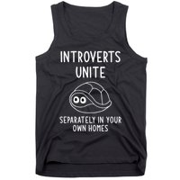 Turtle Pun Introverts Unite Funny Jokes Sarcastic Tank Top
