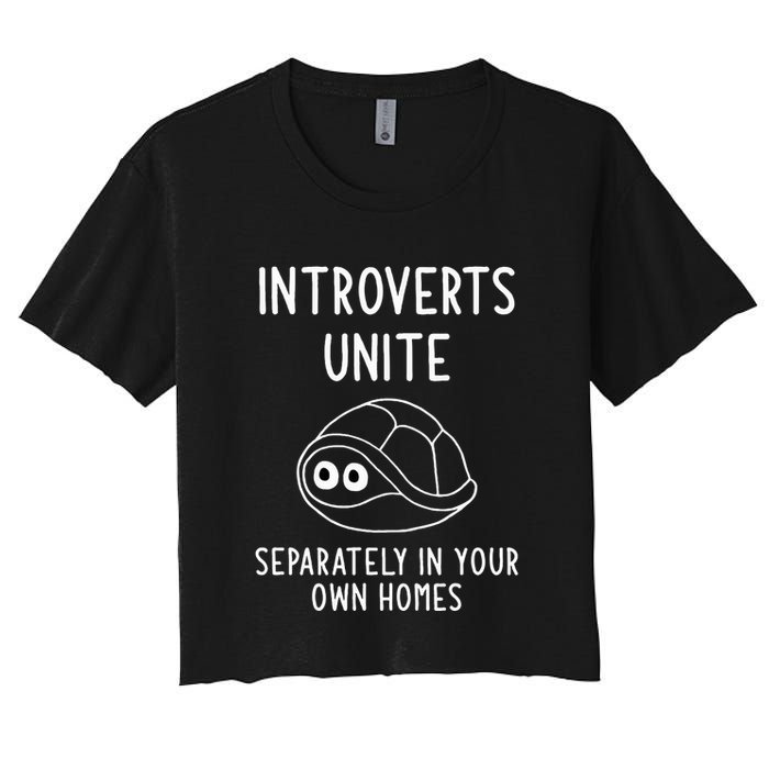 Turtle Pun Introverts Unite Funny Jokes Sarcastic Crop Top