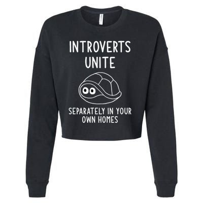 Turtle Pun Introverts Unite Funny Jokes Sarcastic Cropped Pullover Crew