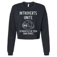 Turtle Pun Introverts Unite Funny Jokes Sarcastic Cropped Pullover Crew