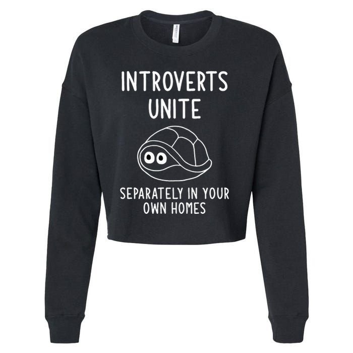 Turtle Pun Introverts Unite Funny Jokes Sarcastic Cropped Pullover Crew