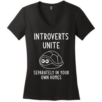 Turtle Pun Introverts Unite Funny Jokes Sarcastic Women's V-Neck T-Shirt
